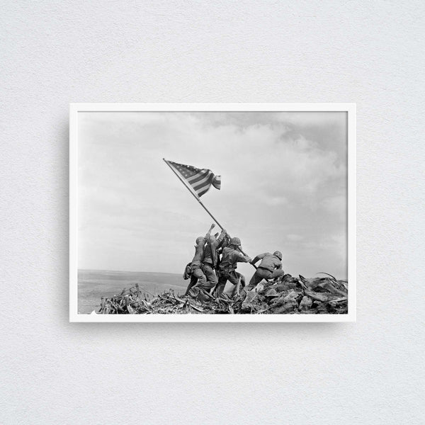 raising the flag on iwo jima photo poster wall art print