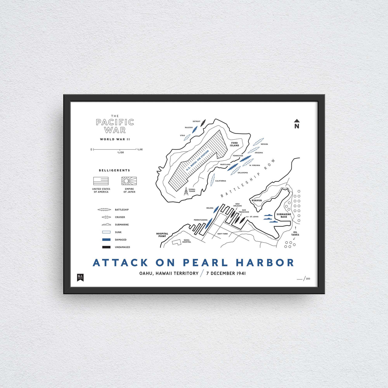 attack on pearl harbor map wall art