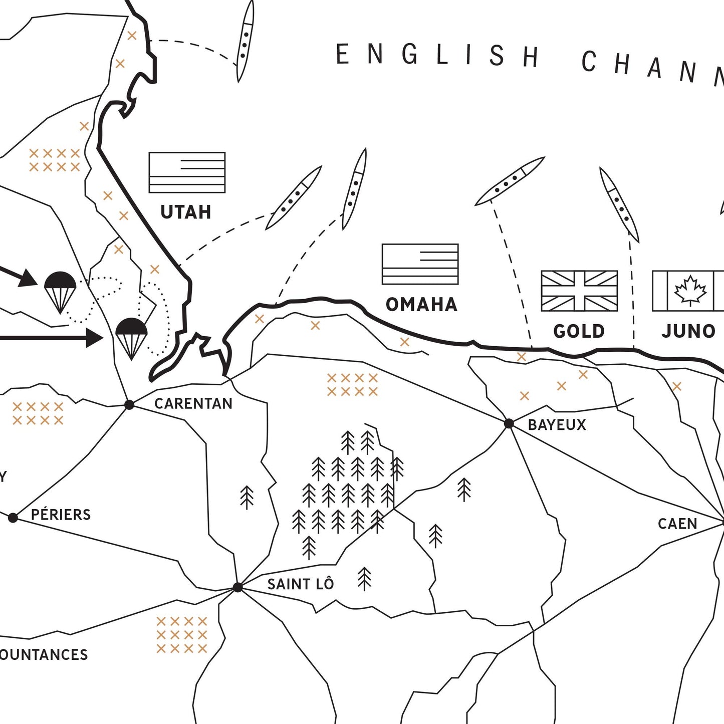 battle of normandy map wall art print