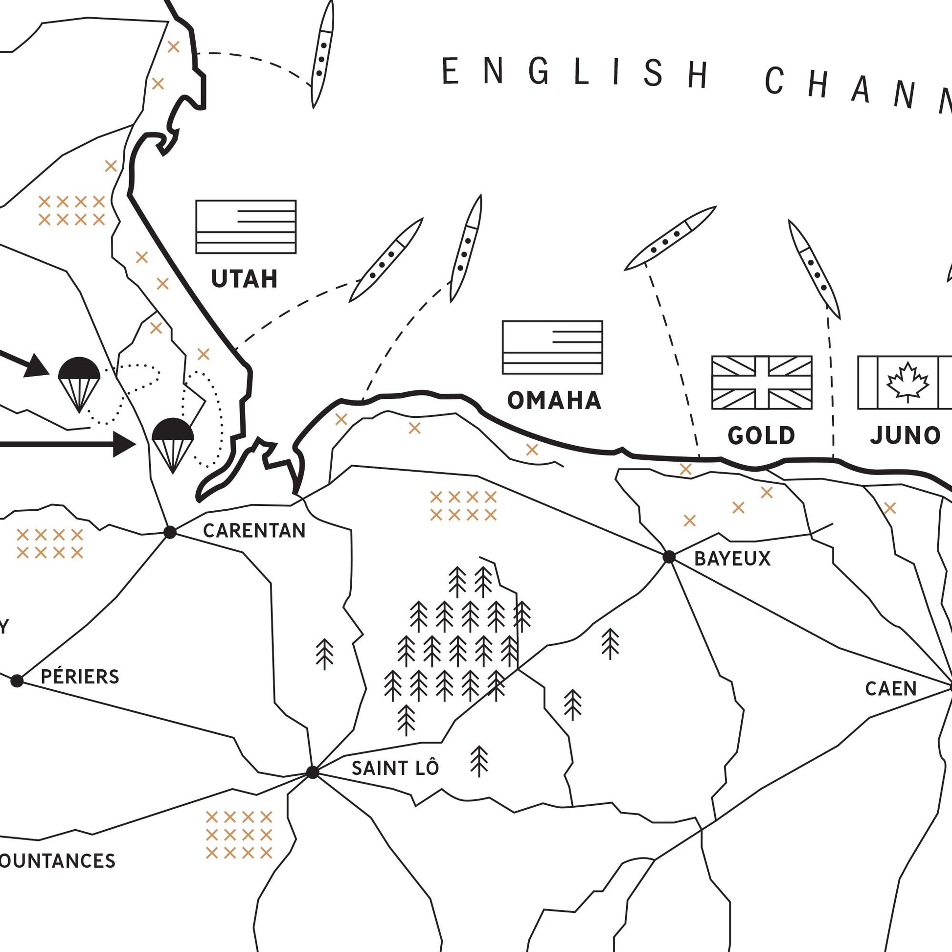 battle of normandy map wall art print